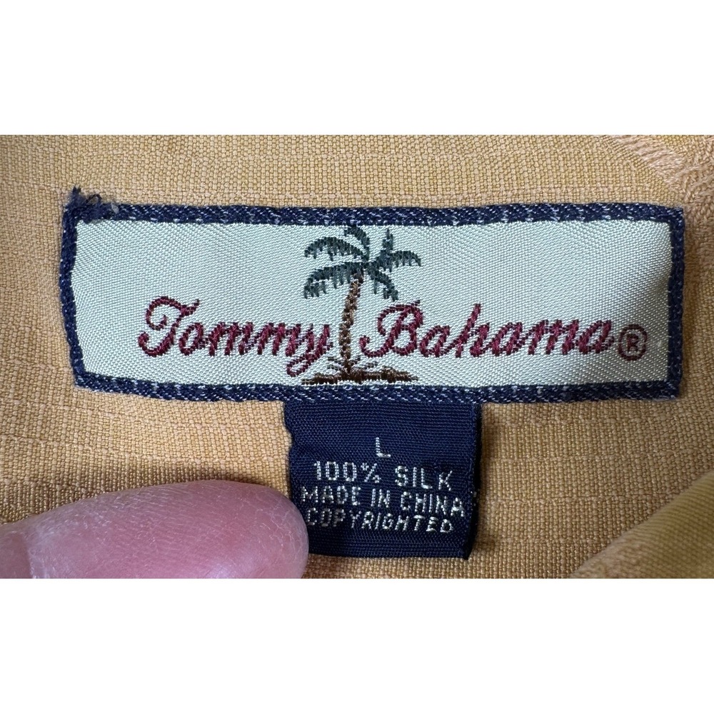 Tommy Bahama Mens Jacquard Print Silk Shirt Palm Tree Coconut Buttons Large - Picture 3 of 6